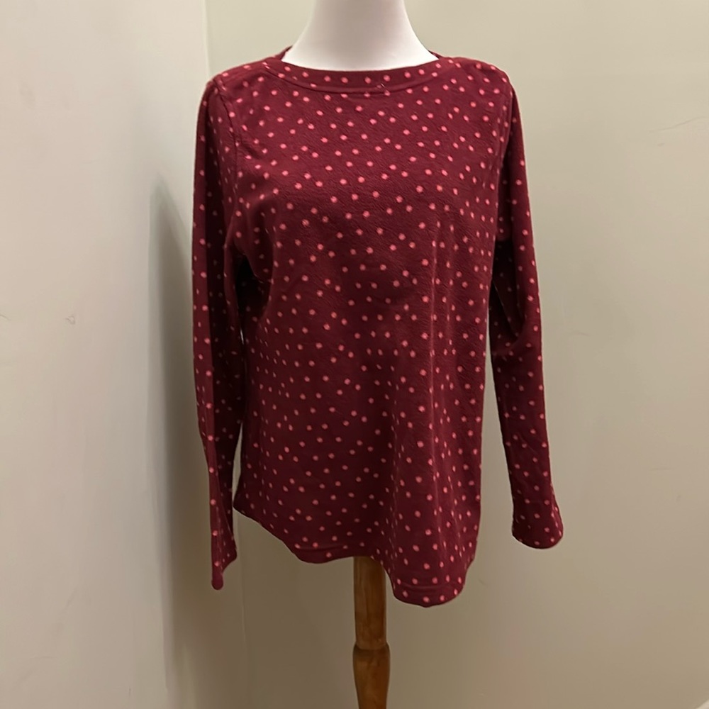 Lands End polka dot fleece top. Size M
